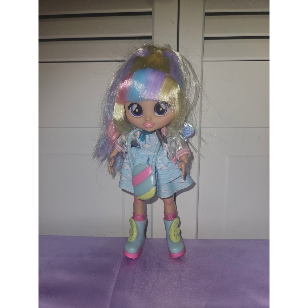 Kindi Kids‎ Marsha Mello Doll Rainbow Pastel Hair Cloud Dress Silver Jacket Bag